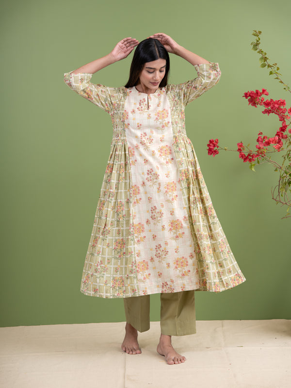 Cotton Hand Block Printed Kurta - Off White