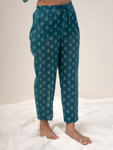 Cotton Hand Block Printed Pant - Green