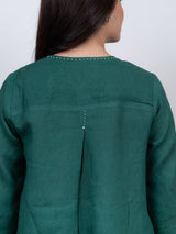 Linen Hand Embroidered Tunic - Green