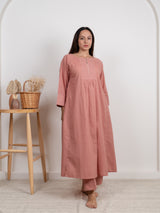 Cotton Hand Embroidery Kurta - Peach