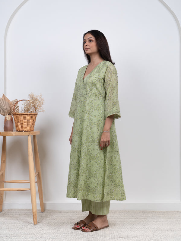 Cotton Hand Block Printed Kurta - Green