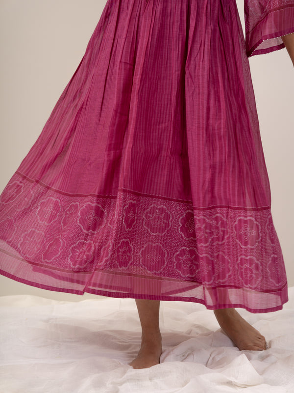 Cotton Hand Block Printed Dress - Pink