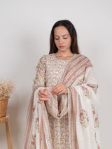 Chanderi Hand Block Printed Dupatta - Pink