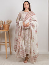 Chanderi Hand Block Printed Dupatta - Pink