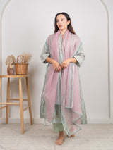 Cotton Kota Doria Hand Block Printed Dupatta - Pink