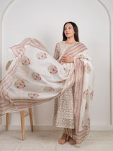 Chanderi Hand Block Printed Dupatta - Pink