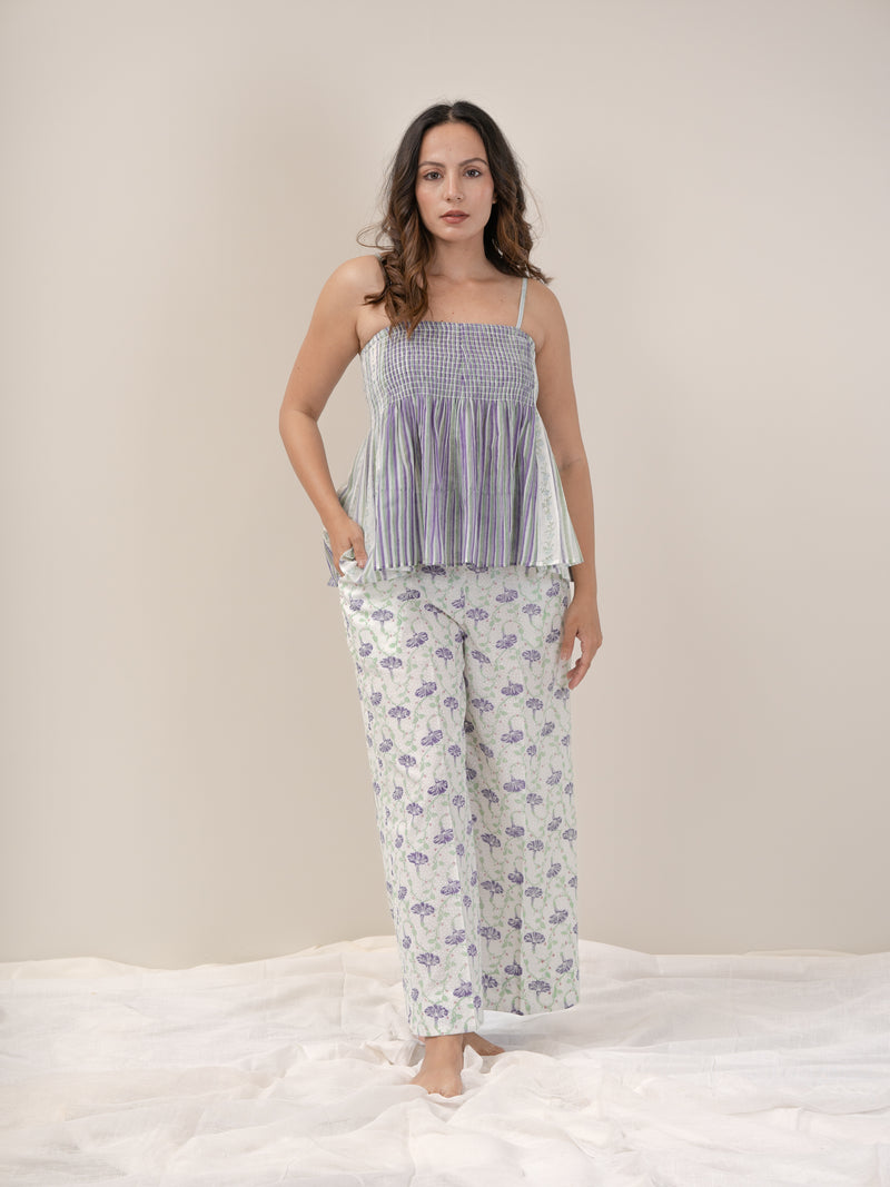 Cotton Hand Block Printed Top - Purple