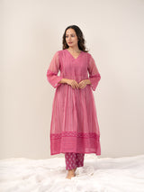 Cotton Hand Block Printed kurta- Pink