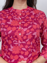 Cotton Screen Printed Kurta - Pink