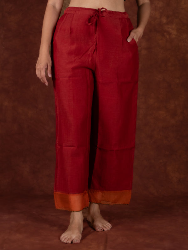 Chanderi Parallel - Red