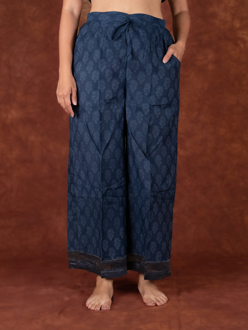 Chanderi Parallel - Blue