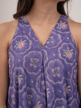 Cotton Hand Block Printed Dress - Purple