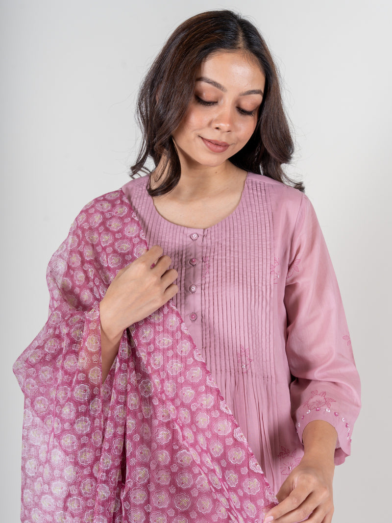 Cotton Hand Block Printed Kurta - Pink