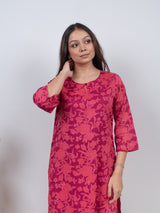 Cotton Screen Printed Kurta - Pink