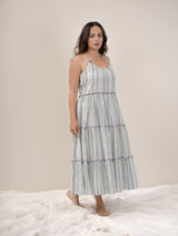 Cotton Hand Blocked Printed Dress - Blue