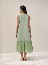 Cotton Hand Blocked Printed Dress - Light Green