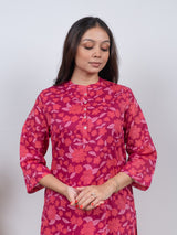 Cotton Screen Printed Kurta - Pink