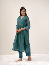 Cotton Hand Block Printed Pant - Green