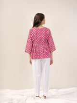 Cotton Hand Block Printed Top - Pink