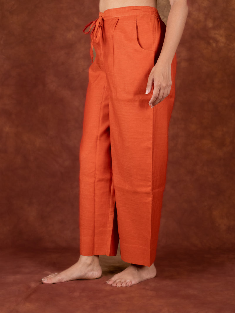 Chanderi Parallel - Orange