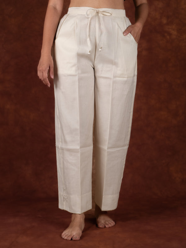 Chanderi Parallel - White
