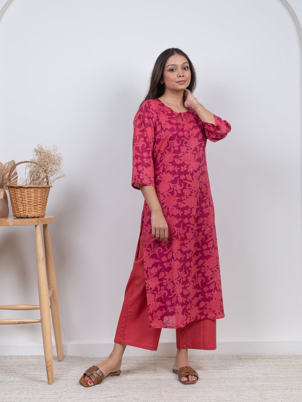 Cotton Screen Printed Kurta - Pink