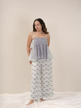 Cotton Hand Block Printed Palazzo - White