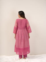 Cotton Hand Block Printed kurta- Pink