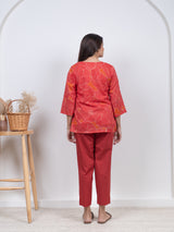Cotton Screen Printed Short Kurti - Orange