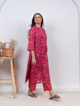 Cotton Screen Printed Kurta - Pink
