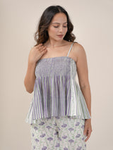 Cotton Hand Block Printed Top - Purple