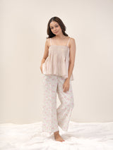 Cotton Hand Block Printed Palazzo - White