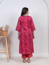 Cotton Screen Printed Kurta - Pink