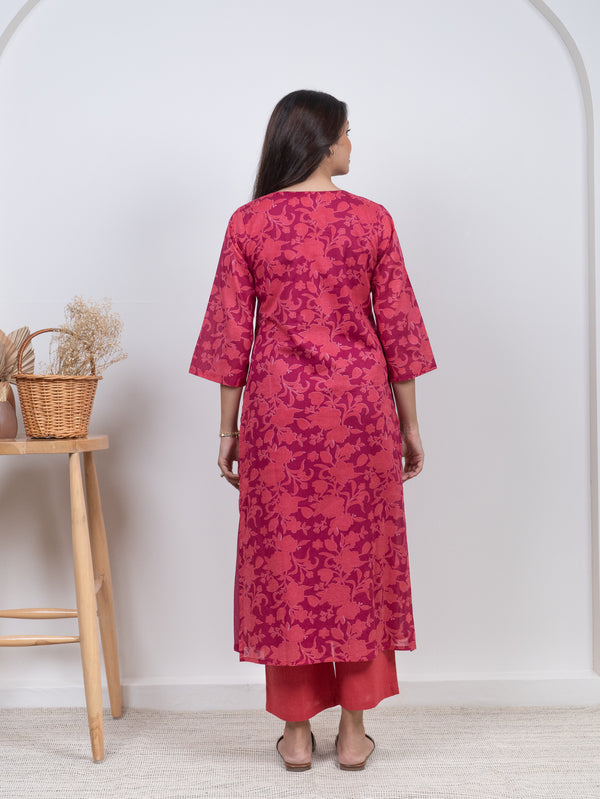 Cotton Screen Printed Kurta - Pink