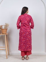 Cotton Screen Printed Kurta - Pink