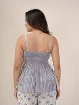 Cotton Hand Block Printed Top - Purple