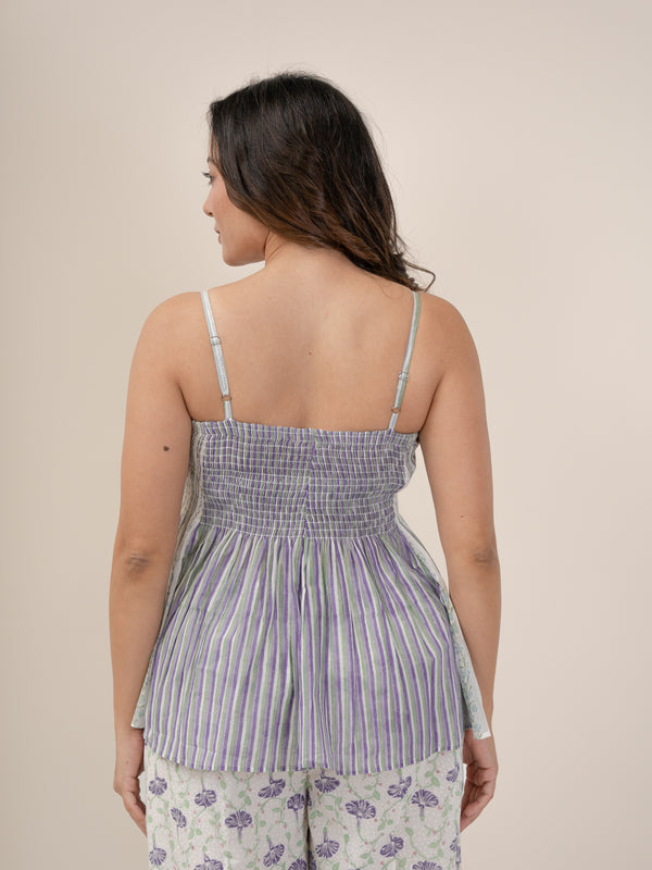 Cotton Hand Block Printed Top - Purple