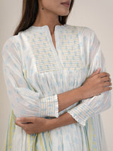 Cotton Hand Block Printed Dress - Blue