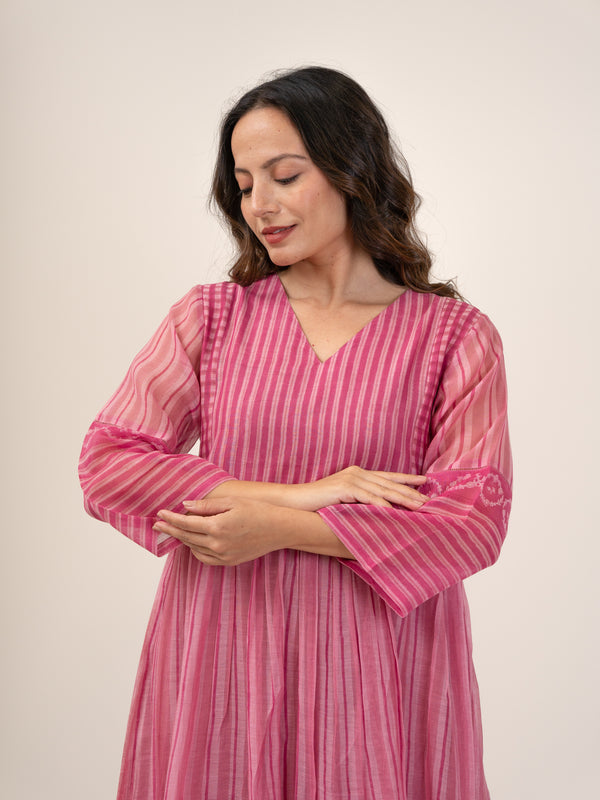 Cotton Hand Block Printed kurta- Pink