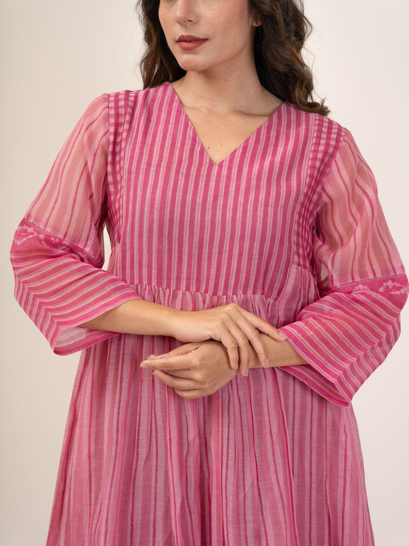 Cotton Hand Block Printed kurta- Pink