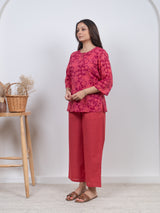 Cotton Screen Printed Short Kurti - Pink