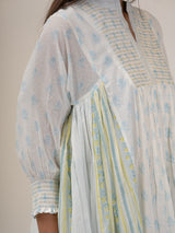 Cotton Hand Block Printed Dress - Blue
