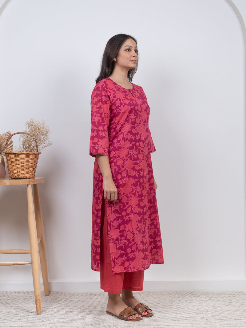 Cotton Screen Printed Kurta - Pink