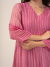 Cotton Hand Block Printed kurta- Pink