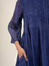 Cotton Hand Block Printed Dress - Blue