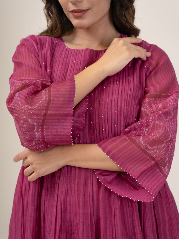 Cotton Hand Block Printed Dress- Pink