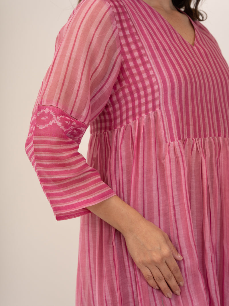 Cotton Hand Block Printed kurta- Pink