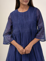 Cotton Hand Block Printed Dress - Blue