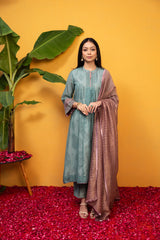 Chanderi Kurta With Embroidery Work - Teal