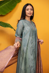 Chanderi Kurta With Embroidery Work - Teal